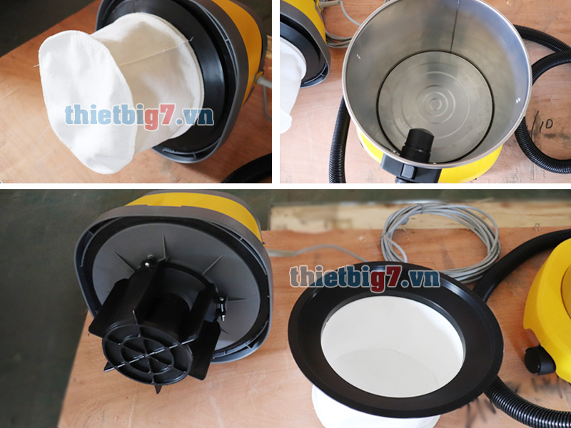 Mô tơ, bộ lọc và khoan thùng máy hút bụi 15L