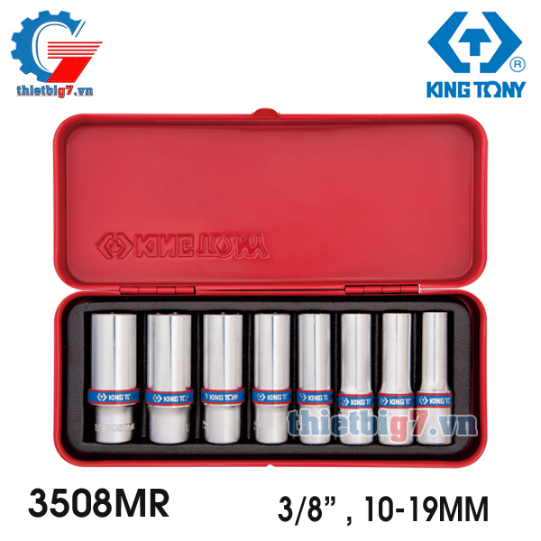 Bộ Tuýp Lục Giác 3/8″ Hệ Mét 8 chi tiết Kingtony 3508MR, 10-19MM