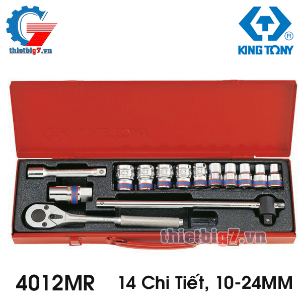 Bộ Tuýp Hoa Thị 14 Chi Tiết Hệ Mét 1/2″ Kingtony 4012MR , 10-24MM