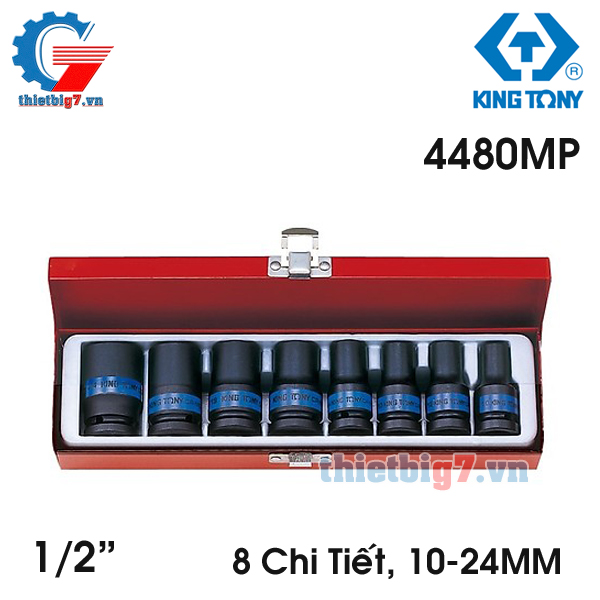 Bộ Tuýp Lục Giác 8 Chi Tiết Hệ Mét 1/2″ Kingtony 4408MP, 10-24MM