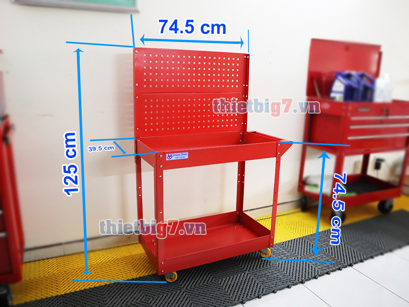 Kích thước xe đựng đồ nghề 2 ngăn có bảng treo dụng cụ