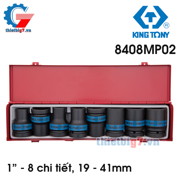 Bộ Khẩu Tuýp 1″ Kingtony 8 Chi Tiết 8408MP02 ( Hệ Mét ) 19-41MM