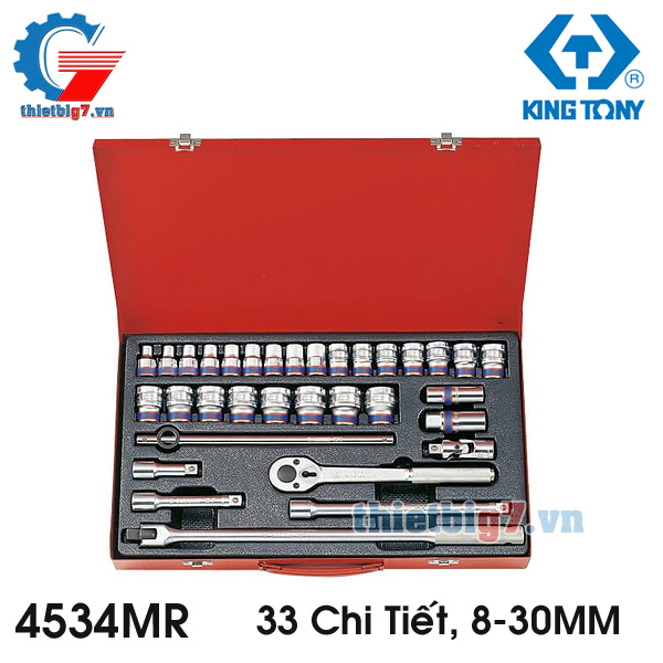 Bộ Tuýp 33 Chi Tiết Hệ Mét 1/2″ Kingtony 4534MR, 8-30MM