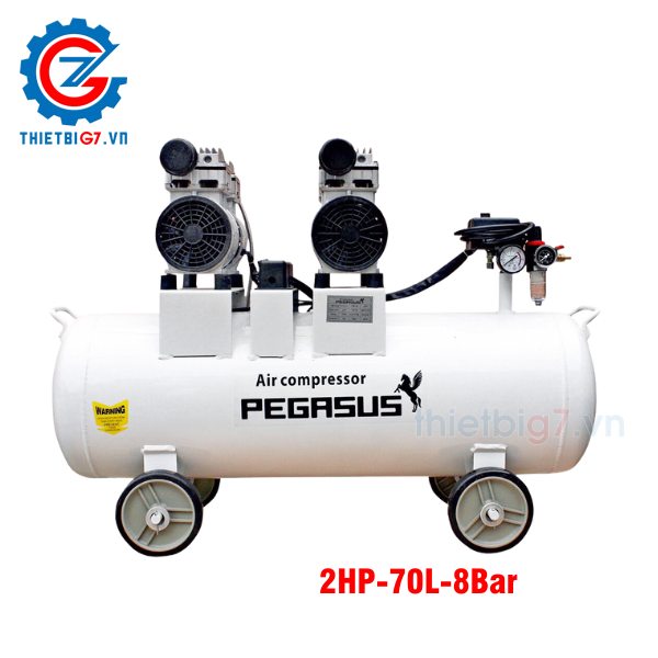 Máy nén khí không dầu giảm âm PEGASUS 2 HP – 8 Bar -70L