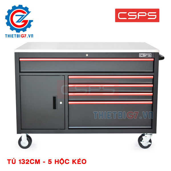 Tủ Đựng Dụng Cụ Đồ Nghề CSPS 132cm – 05 hộc kéo màu đen/trắng