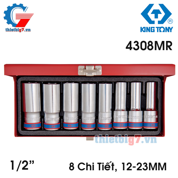 Bộ Tuýp Lục Giác 8 Chi Tiết 1/2″ Kingtony 4308MR, 12-23MM