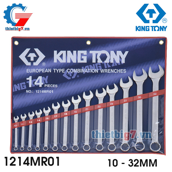 Bộ Cờ Lê Vòng Miệng 14 Cái Hệ Mét Kingtony 1214MR01, 10-32MM