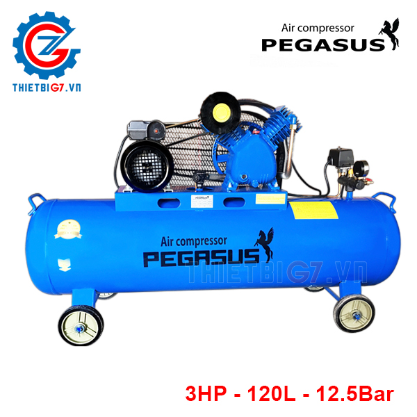Máy Nén Khí Pegasus 2 Cấp Nén 3HP-120L-12.5Bar TM-V-0.25/12.5-120L