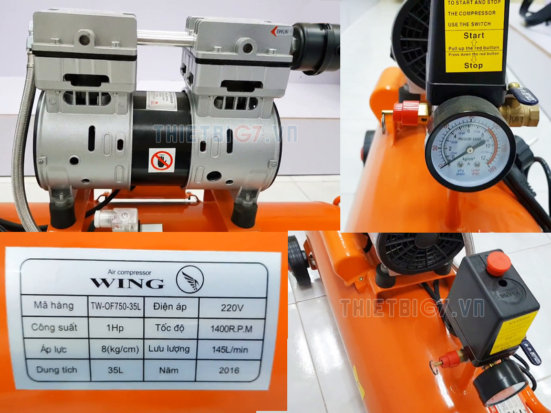 Thông số của máy nén khí không dầu giảm âm OF750-35l