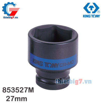 Khẩu Tuýp 1″ Kingtony 853527M – 27mm, 6 Cạnh, Đen, Dài 58mm