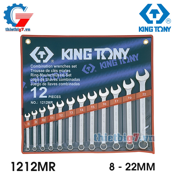 Bộ Cờ Lê Vòng Miệng 12 Cái Hệ Mét Kingtony 1212MR, 8-22MM