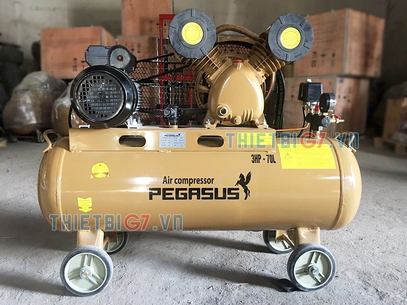 Máy nén khí Pegasus 3HP - 70L màu sơn vàng đồng