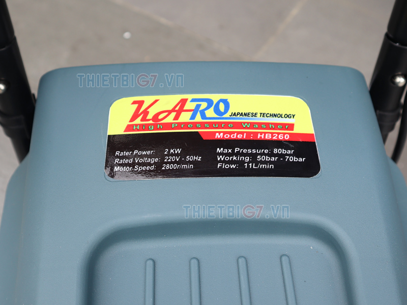 Thông số sản phẩm của máy rửa xe KARO HB260