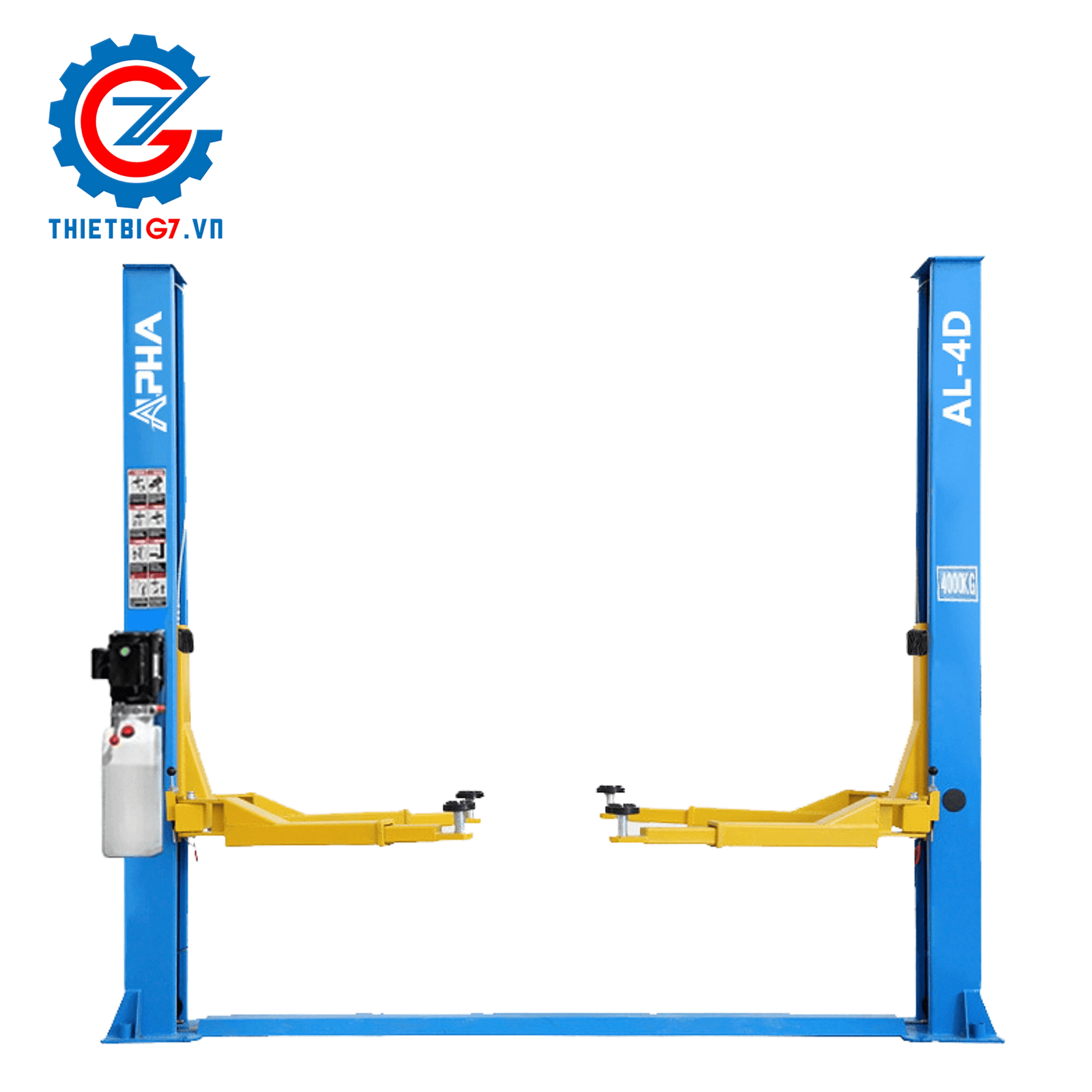 Cầu Nâng Ô Tô 2 Trụ Cổng Dưới ALPHA AL-4D (Lock Giật 2 Bên, 4 Tấn)