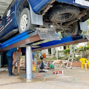 Hình Ảnh Thực Tế Cầu Nâng 1 Trụ Rửa Xe Lắp Nổi Chữ H Ấn Độ AIRLUB