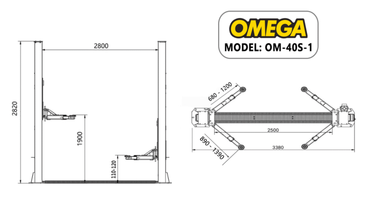 Bản vẽ chi tiết Cầu 2 trụ cổng dưới OMEGA OM-40S-1