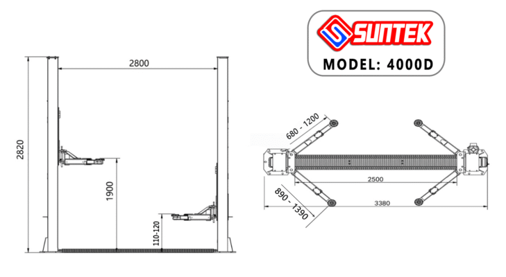 Bản vẽ chi tiết cầu 2 trụ cổng dưới SUNTEK 4000D