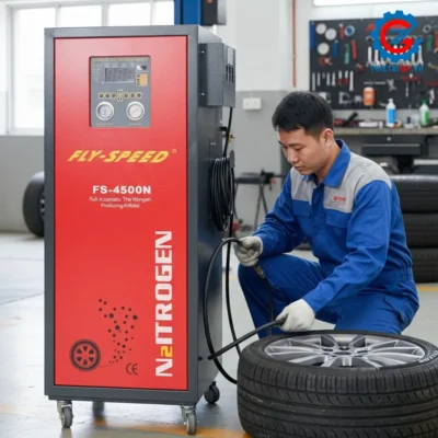 Máy Bơm Khí Nitơ Lốp Xe FS-N4500 trong gara ô tô