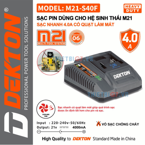 Sạc Nhanh 4A DEKTON M21-S40F (có quạt làm mát)