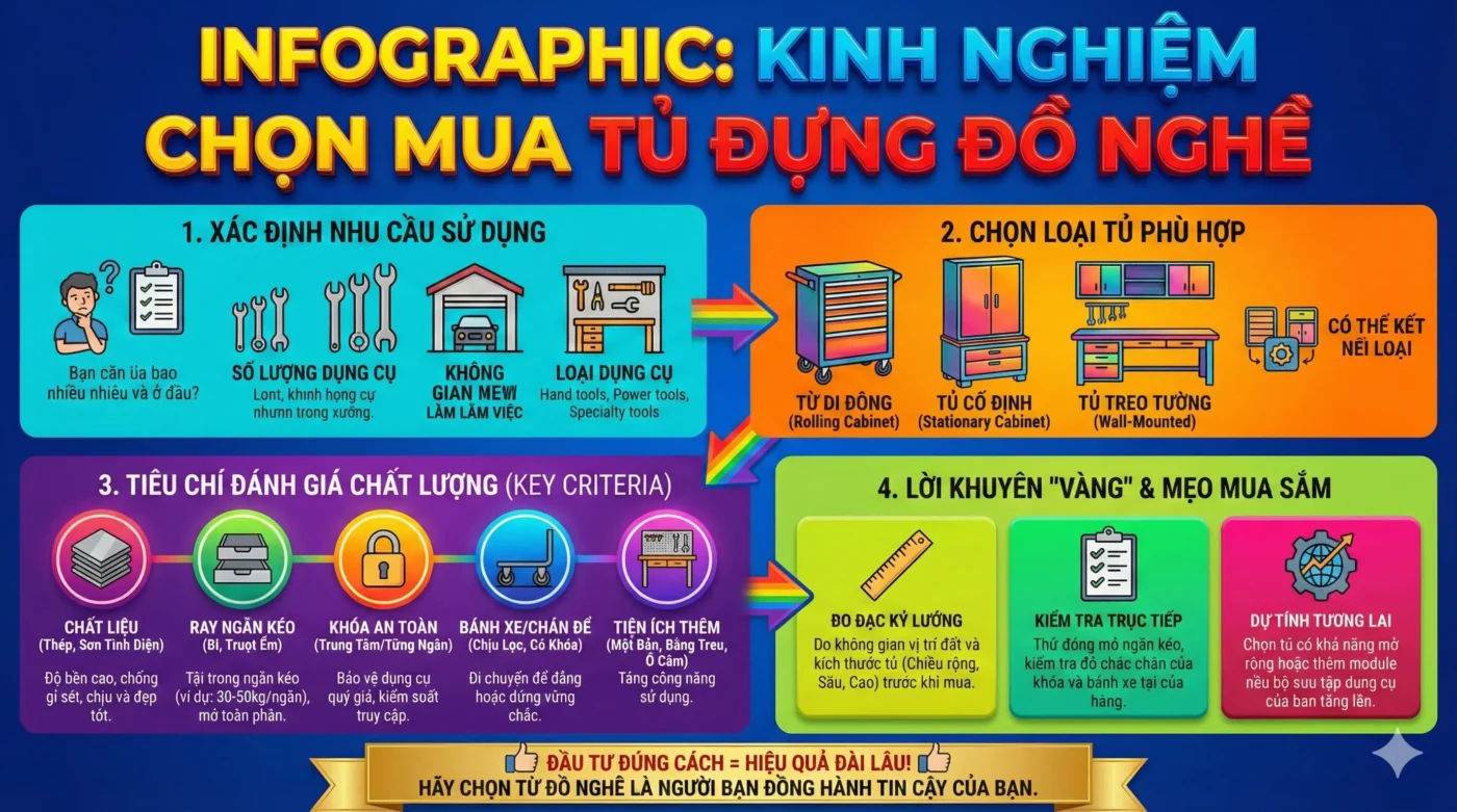 INFOGRAPHIC: KINH NGHIỆM CHỌN MUA TỦ ĐỰNG ĐỒ NGHỀ
