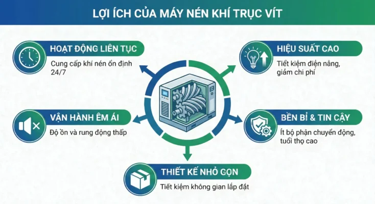 Lợi ích của máy nén khí trục vít
