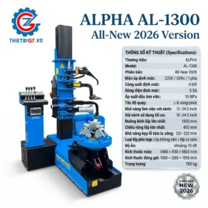 Máy tháo lắp lốp xe tải Alpha AL-1300 220V All-New 2026 chính hãng, thông số kỹ thuật chi tiết.