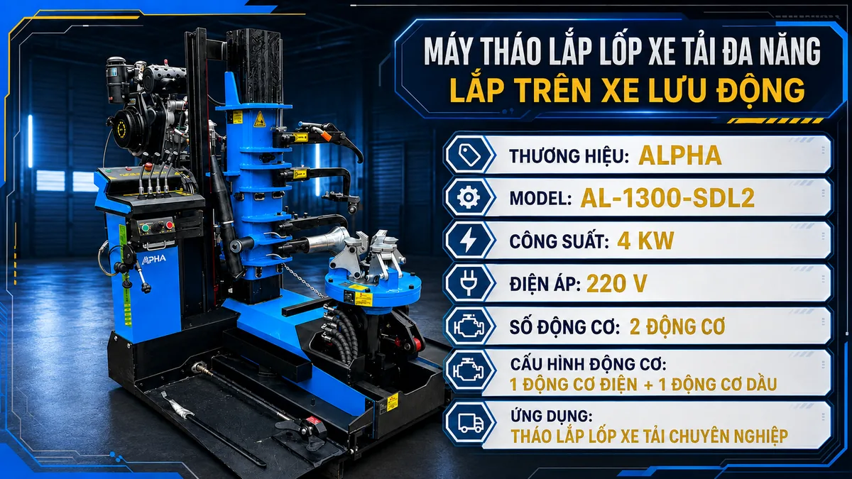 Máy tháo lắp lốp xe tải đa năng Alpha AL-1300-SDL2 lắp trên xe lưu động