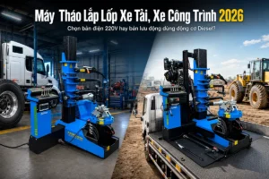 Máy tháo lốp xe tải, xe công trình Lộc Phát chính hãng, vận hành mạnh mẽ.