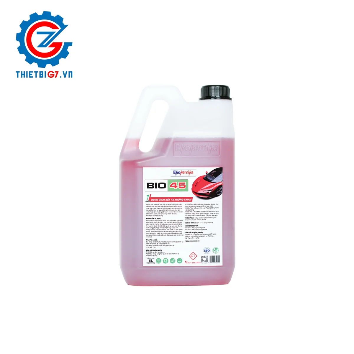 Dung dịch rửa xe không chạm siêu tập trung Ekokemika BIO 45 5L chuyên trị đất đỏ