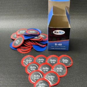 Hộp miếng vá săm xe máy SAKA-TECH S45 gồm 50 miếng vá tròn phi 45mm viền đỏ sắc nét