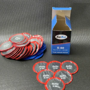 Hộp miếng vá săm xe máy ô tô SAKA-TECH S60 gồm 50 miếng vá tròn phi 60mm viền đỏ sắc nét