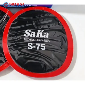 Cận cảnh miếng vá săm tròn SAKA-TECH S75 viền đỏ mép vát siêu mỏng chống bong mí hoàn hảo