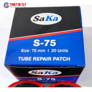 Hộp miếng vá săm xe máy ô tô SAKA-TECH S75 gồm 20 miếng vá tròn phi 75mm viền đỏ sắc nét