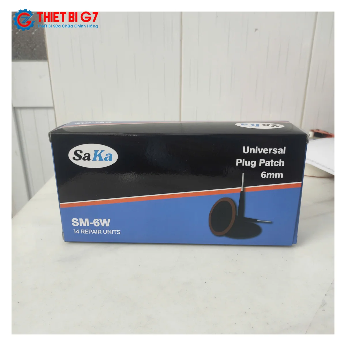 Hình ảnh thực tế hộp và miếng vá nấm dù SAKA-TECH SM-6W chân 6mm