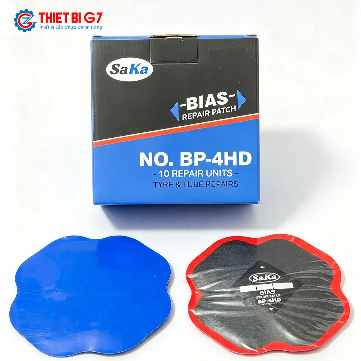 Hộp miếng vá lốp bố chéo SAKA-TECH BP-4HD kích thước 150x150mm chính hãng Miếng vá lốp bố chéo SAKA-TECH BP-4HD kích thước 150x150mm Heavy Duty hộp 10 miếng